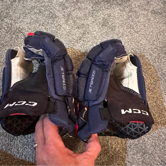 CCM Red and Navy Ice Hockey Gloves 10” - Picture 8 of 9